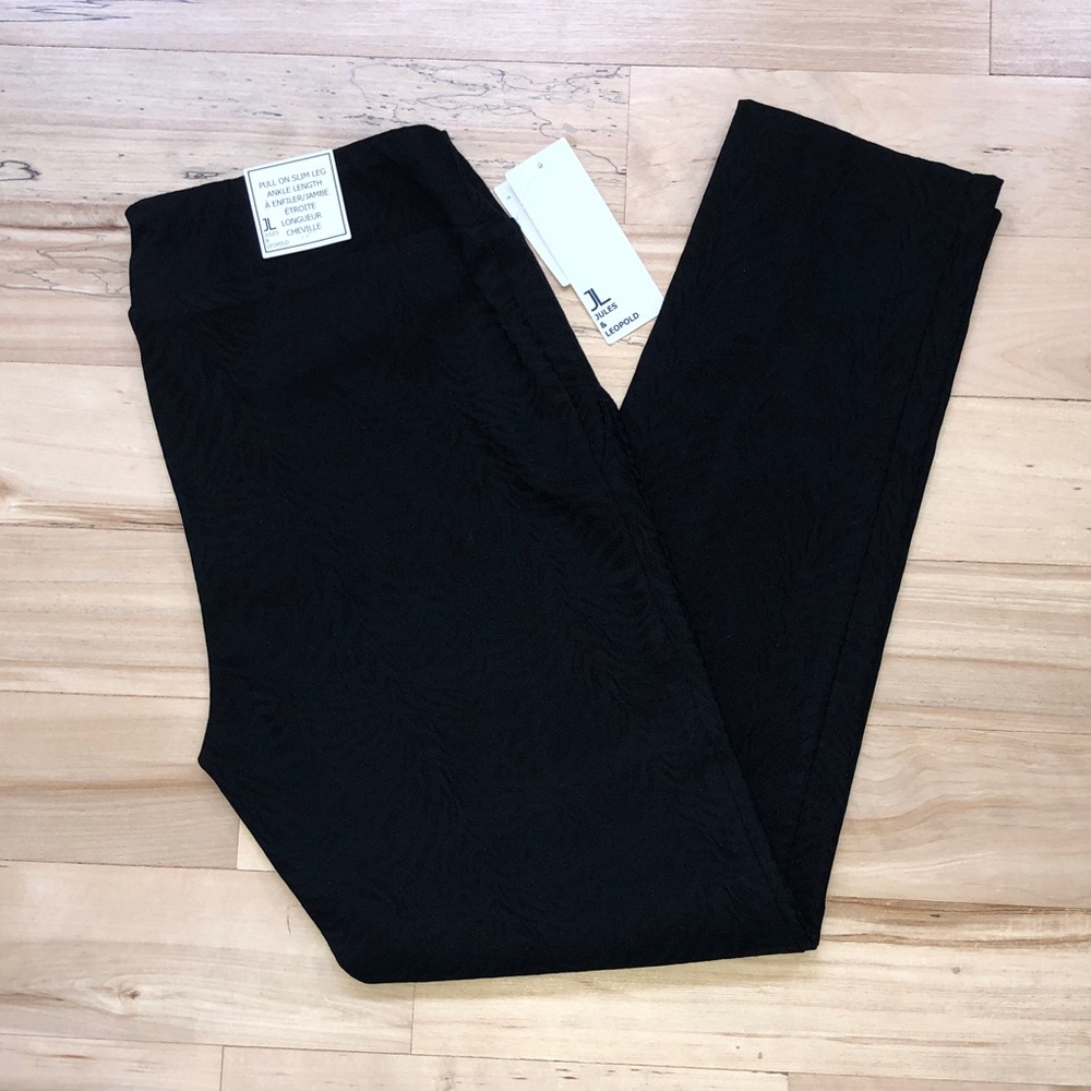 Jules&Leopold Black Cigarette Pants with Subtle Zebra Print - S